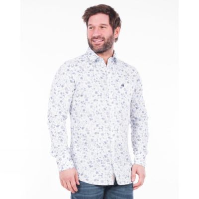 Camisa Brakeburn Summer Floral Manga Larga Hombre - Blancas / Azules - Chile GMO785912